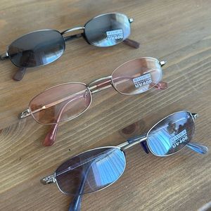 Deadstock New Vintage Y2K Blue Brown Dark Gray Pink Small Rectangle Sunglasses